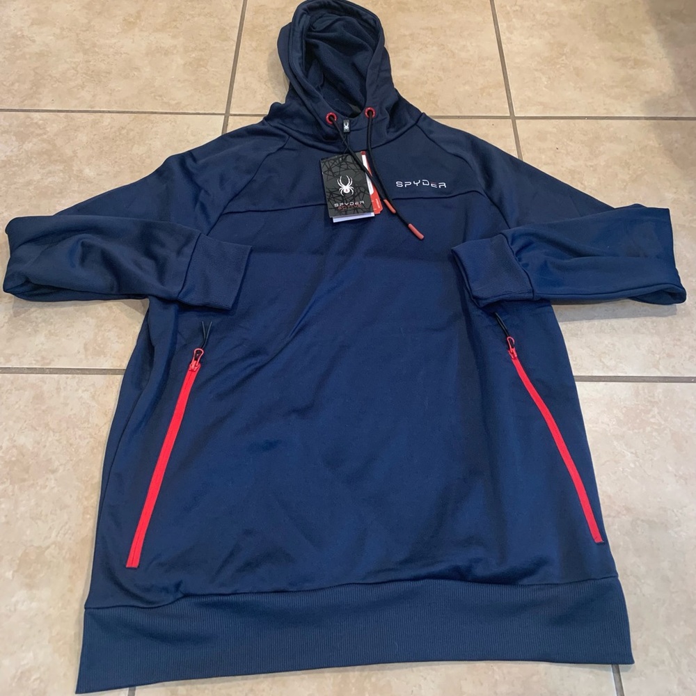 NWT Spyder Blue & Red Pullover Hoodie. Size: Large